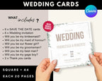All-in-One Wedding Planner Bundle-Editable Canva Templates (Itinerary, Seating Plan, Cards & More)