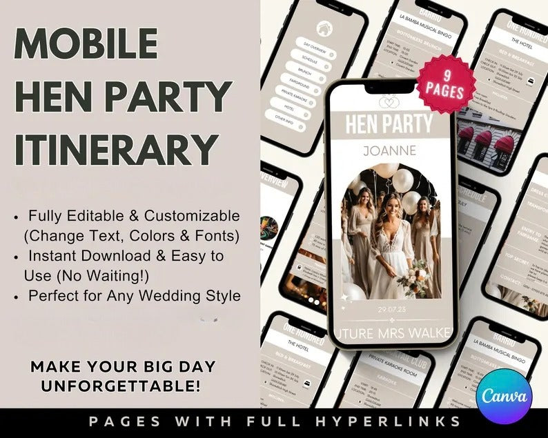 All-in-One Wedding Planner Bundle-Editable Canva Templates (Itinerary, Seating Plan, Cards & More)