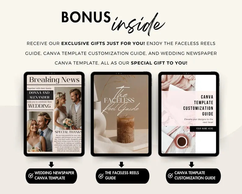 All-in-One Wedding Planner Bundle-Editable Canva Templates (Itinerary, Seating Plan, Cards & More)